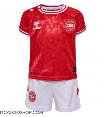 Danimarca Prima Maglia Bambino Europei 2024 Manica Corta (+ Pantaloni corti)